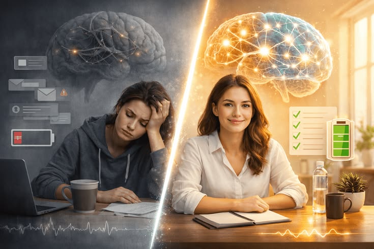 Illustration representing focused mindset practice in a calm setting